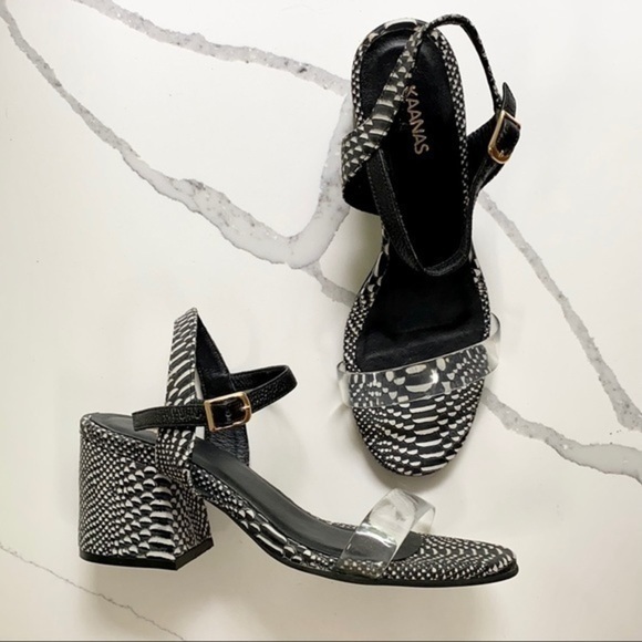 Kaanas Shoes - Kaanas Naples Snake Heels Bunin Strap Black/White